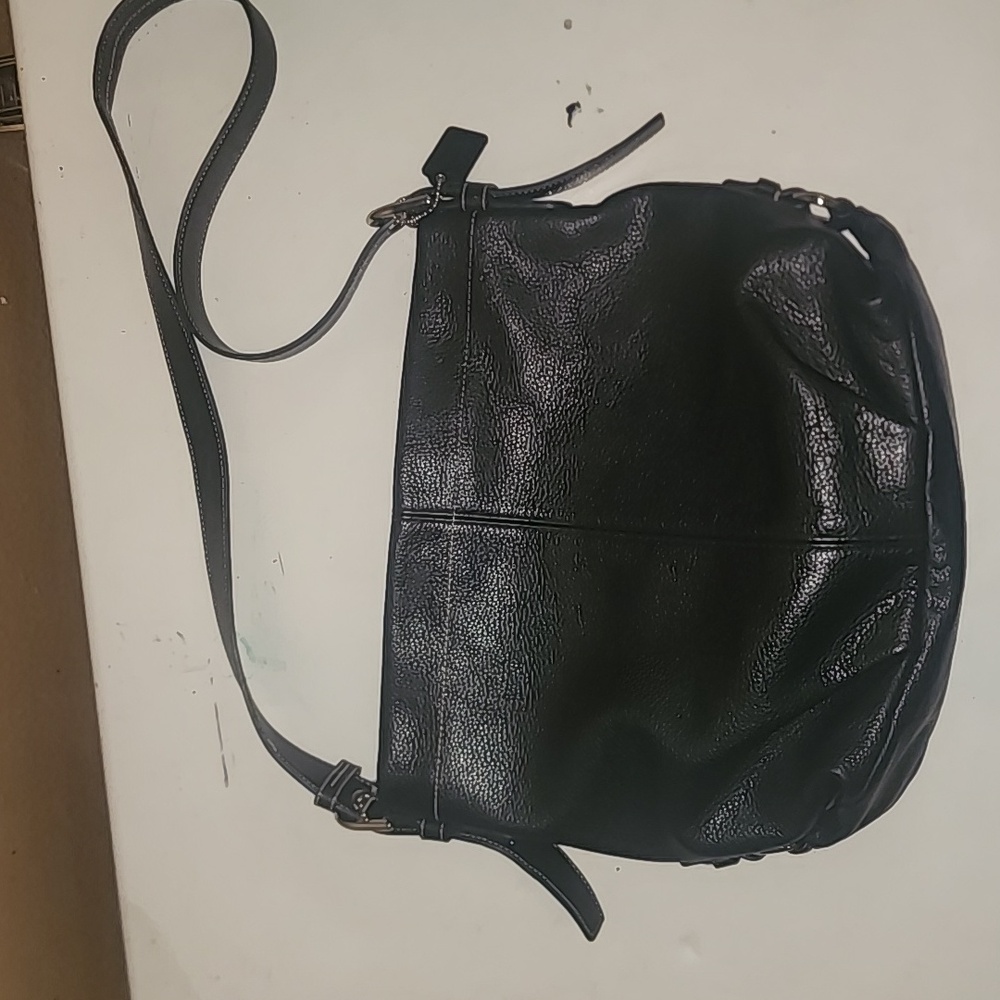 Coach Duffle F15064 Pebbled Black Leather Shoulder Bag